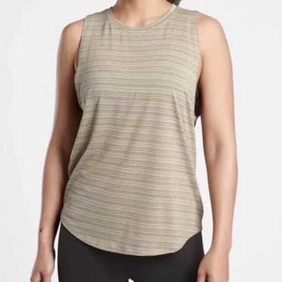 Athleta Cloudlight Striped Muscle Tank Top Green Size Large - Picture 2 of 7